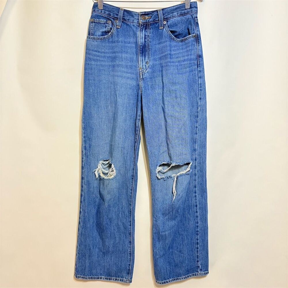 Levi's Distressed Light Blue Straight Jeans